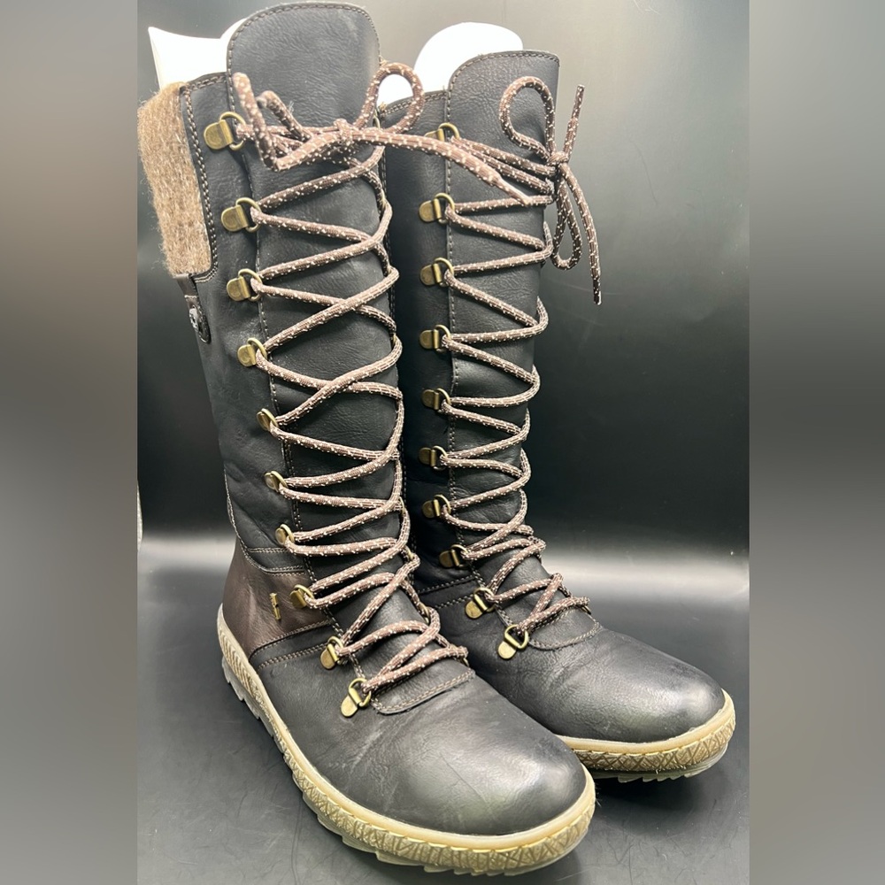Spring Step-Chibero, Black and Brown‎ Lace-Up Boots, Size: 40